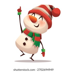 Snowman Pointing Upward with Joy