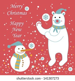 Snowman and polar bear