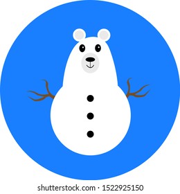 snowman with a polar bear head wild animal with a cute smile a symbol of the New Year and Christmas