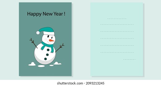 Snowman postcard. Happy New Year