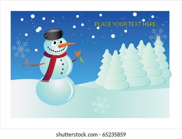 snowman postcard illustration