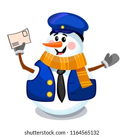 Snowman - postman, in uniform
