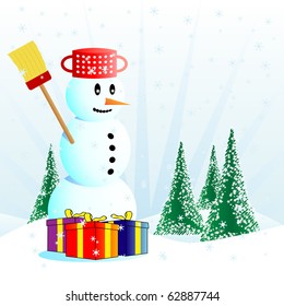 Snowman and presents