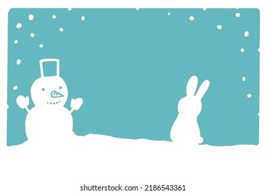 Snowman and Rabbit Backgrounds Web graphics, postcard size