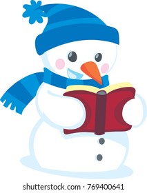 snowman reading a book