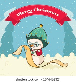 Snowman reading the list good children