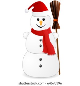 Snowman with red christmas hat