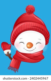 muñeco de nieve con sombrero rojo