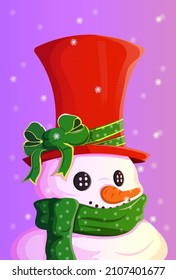 snowman with red hat  and green scarf