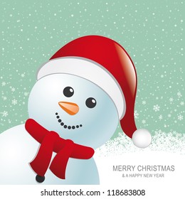snowman red hat snow snowflake snow background
