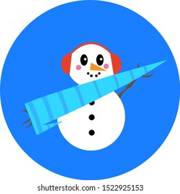 snowman in red headphones holds a long icicle in his hands branches the concept of winter and cold season