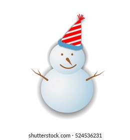 Snowman with red party hat.