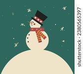 snowman with a red scarf and cap on his head
