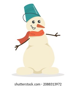 Snowman with the red scarf vector clip art