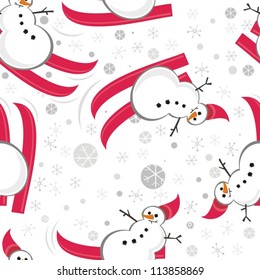snowman red ski on white background christmas  seamless pattern