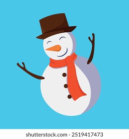 snowman with red snow and hat