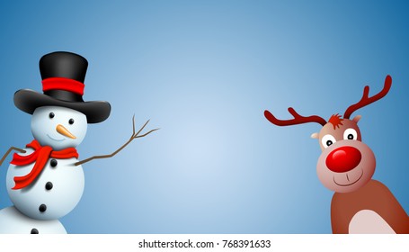 Snowman and reindeer