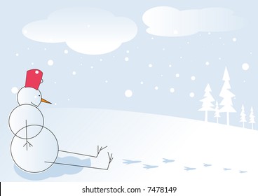 Snowman relaxing after long day