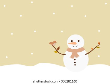 snowman retro vintage vector cartoon background illustration for holidays