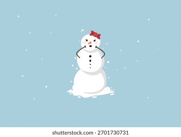 snowman with ribbon background vector design