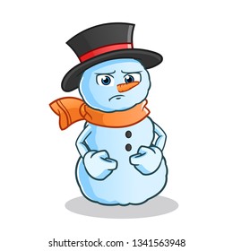 snowman sad mascot vector cartoon illustration