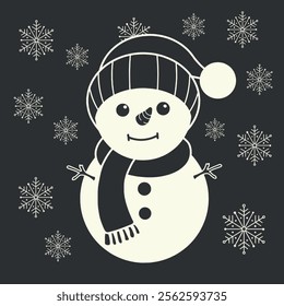 Snowman With Santa Claus Hat