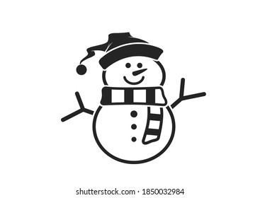 snowman in santa claus hat line icon. Christmas and New Year design element in simple style. winter symbol