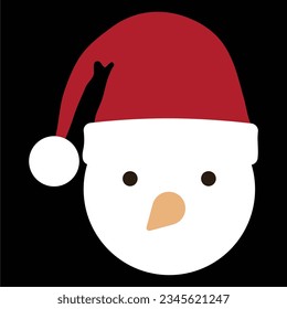 snowman with santa hat,  editable color and size svg vector eps file svg