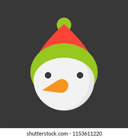 snowman and Santa hat flat icon, Christmas theme set