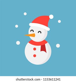 snowman and Santa hat flat icon, Christmas theme set