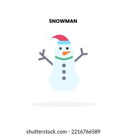 Snowman with santa hat flat icon. Vector illustration on white background. Can used for digital product, presentation, UI and many more.
