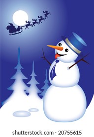 Hombre de nieve con Santa Claus