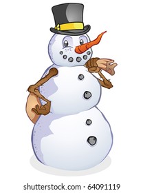 Snowman With Santa's Sack Cartoon Character