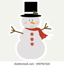 Snowman with scarf and black hat