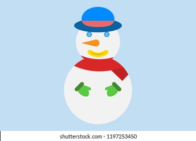 Snowman with scarf and hat.