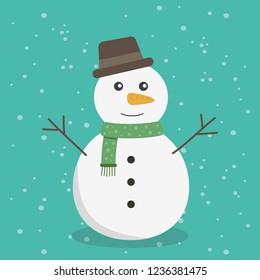 snowman with scarf and hat