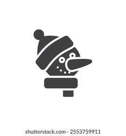 Snowman with scarf and hat vector icon. filled flat sign for mobile concept and web design. Snowman glyph icon. Symbol, logo illustration. Vector graphics