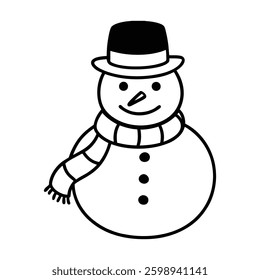 snowman with a scarf and hat vector illustration