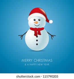 snowman with scarf and santa claus hat