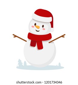 snowman with scarf and santa claus hat