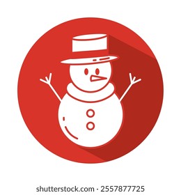 Snowman with scarf and top hat festive sticker Vector