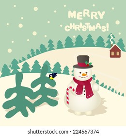 Snowman Scene - Illustration 