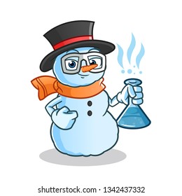snowman scientists mascot vector cartoon illustration