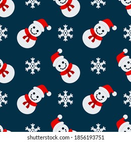 Snowman seamless pattern background, Vector.