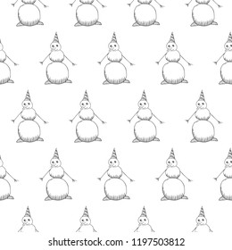 snowman seamless pattern isolated on white background
