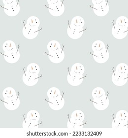 Snowman seamless vector pattern cute