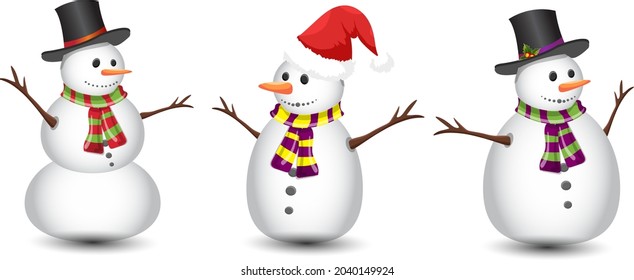Snowman set Christmas collection vector illustration design 