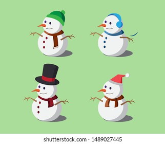 snowman set collection flat design - isometric
