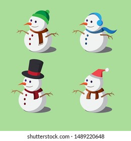 Snowman Set Collection Flat Design - Isometric