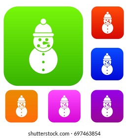 Snowman set icon in different colors isolated vector illustration. Premium collection